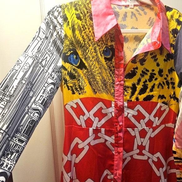 Patchwork Maxi Dress with Belt - Picture 6 of 7